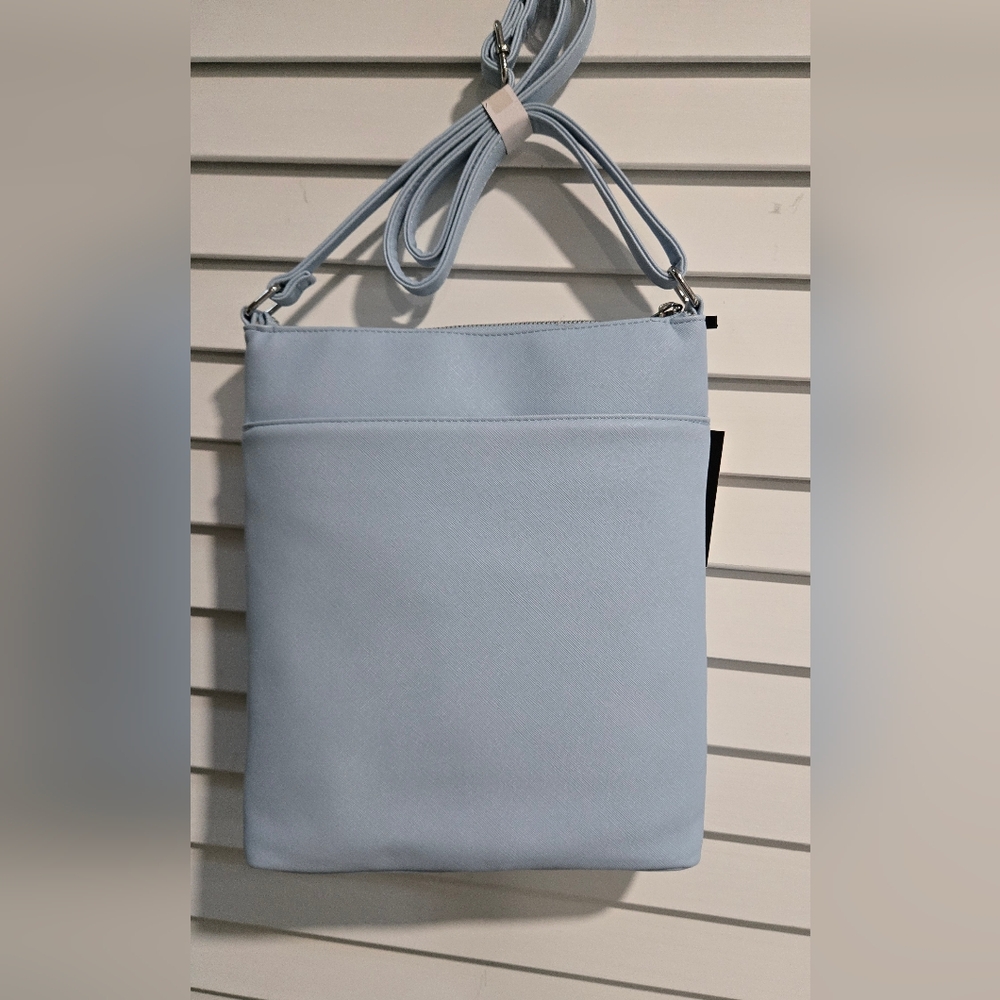 London Fog Sky Blue Large Crossbody Bag - Picture 10 of 13